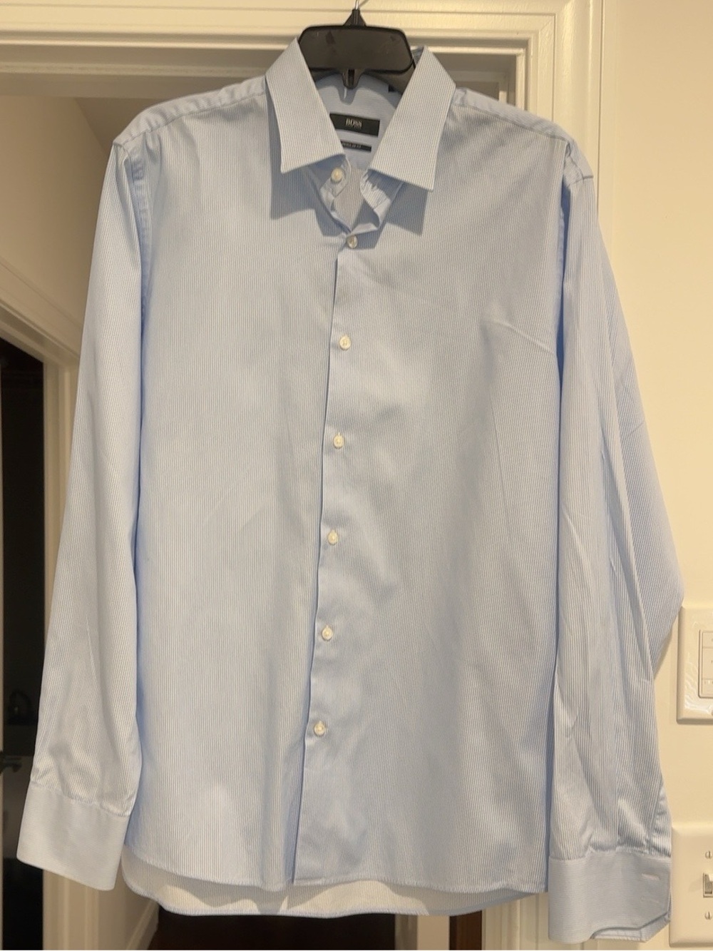 BOSS Light Blue Pinstripe Men's Dress Shirt